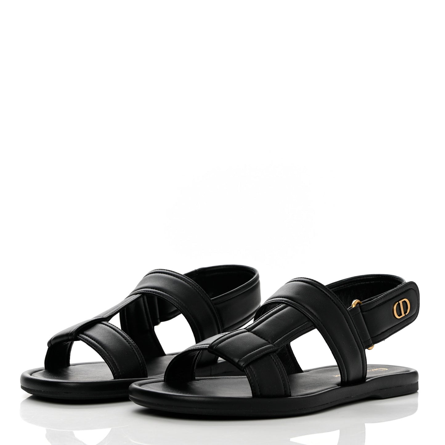 Lambskin Dior Ocean Flat Slingback Sandals 36 Black