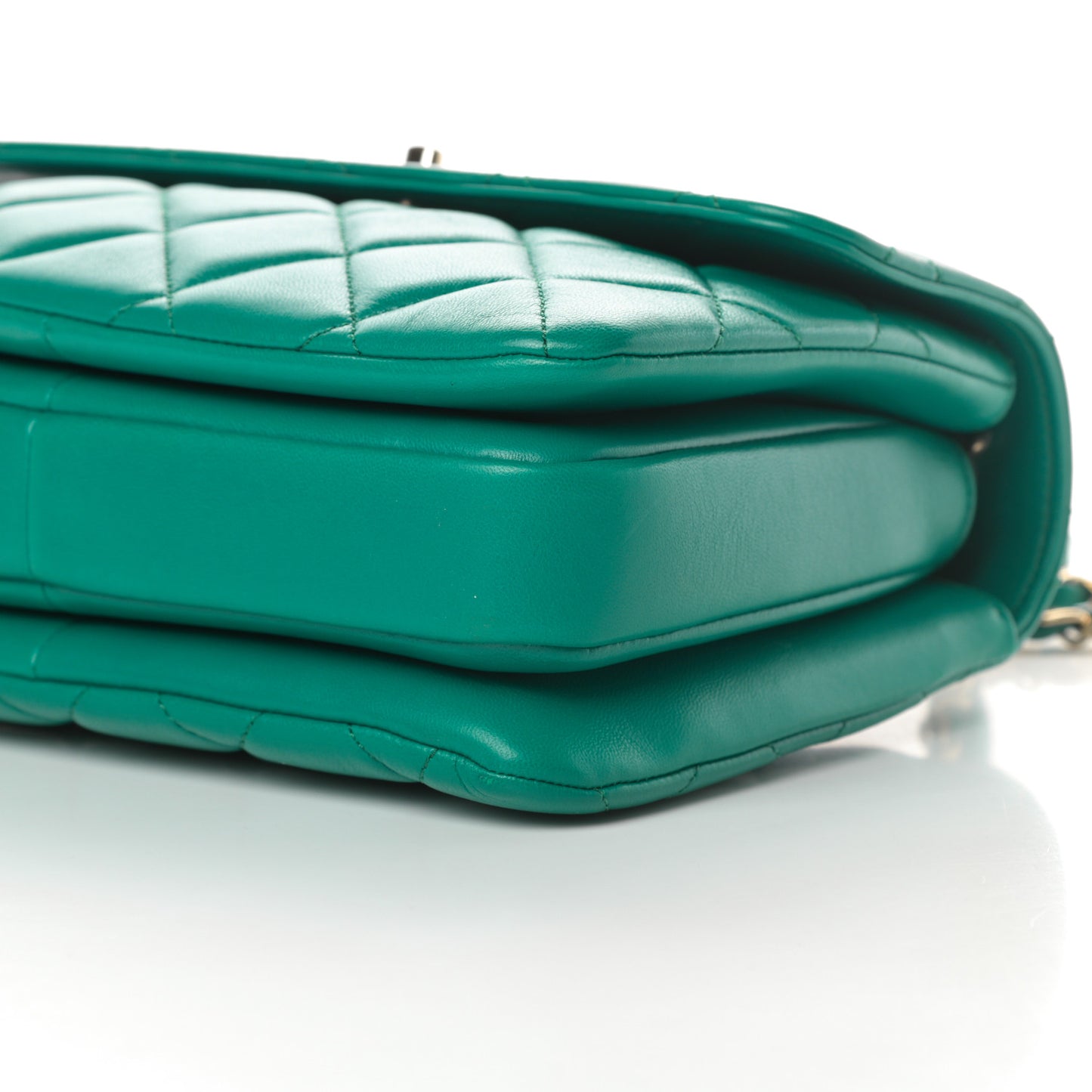 Lambskin Quilted Small Trendy CC Flap Dual Handle Bag Green