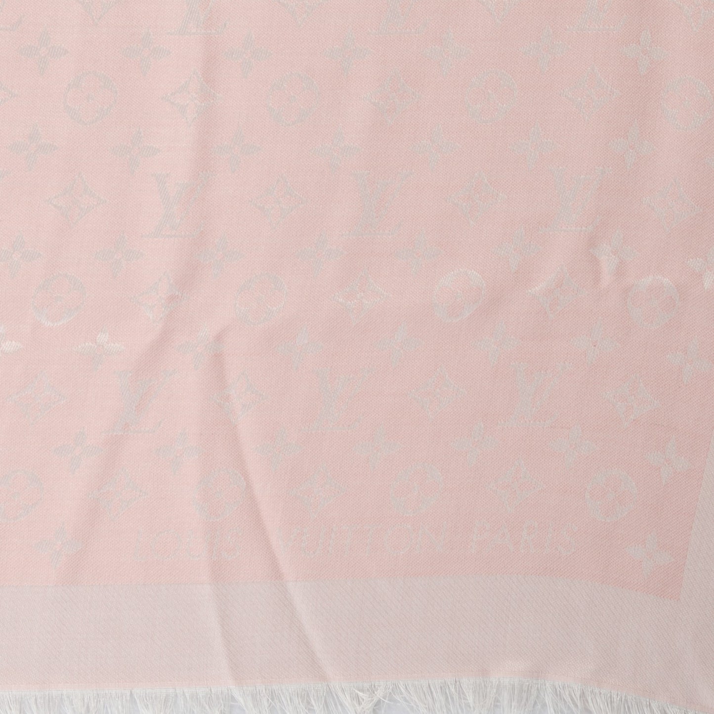 Silk Wool Monogram Denim Shawl Pink