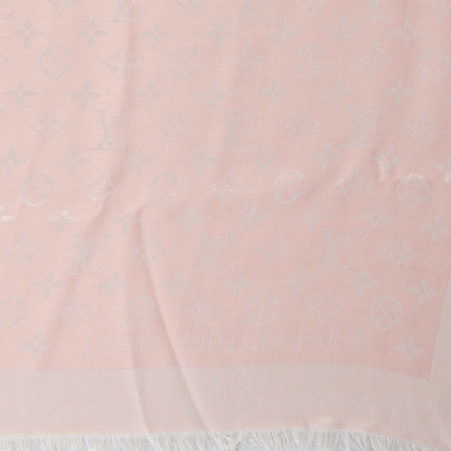 Louis Vuitton Silk Wool Monogram Denim Shawl Pink 4 of 5