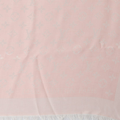 Louis Vuitton Silk Wool Monogram Denim Shawl Pink 4 of 5