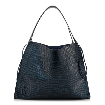 Christian Louboutin Patent Calfskin Crocodile Embossed Le 54 Tote Blue 1 of 11