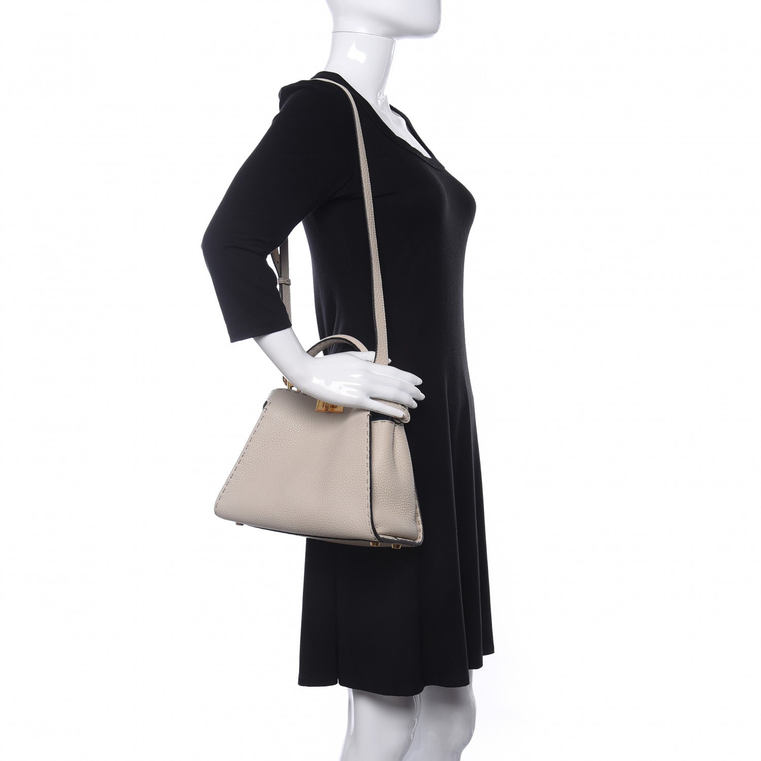 Fendi Cuoio Romano Selleria Medium Peekaboo Iconic Essentially Satchel Latte Laguna Tortora 2 of 9