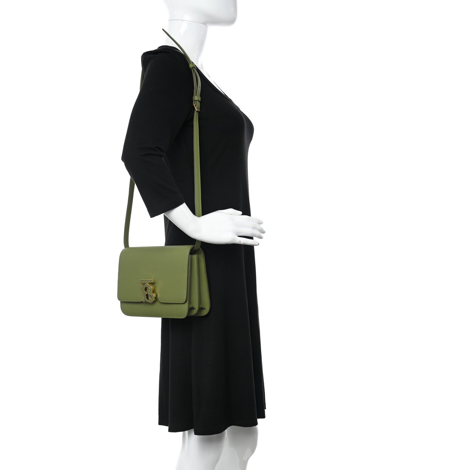 Burberry Grained Calfskin Small TB Bag Spruce Green 1266476