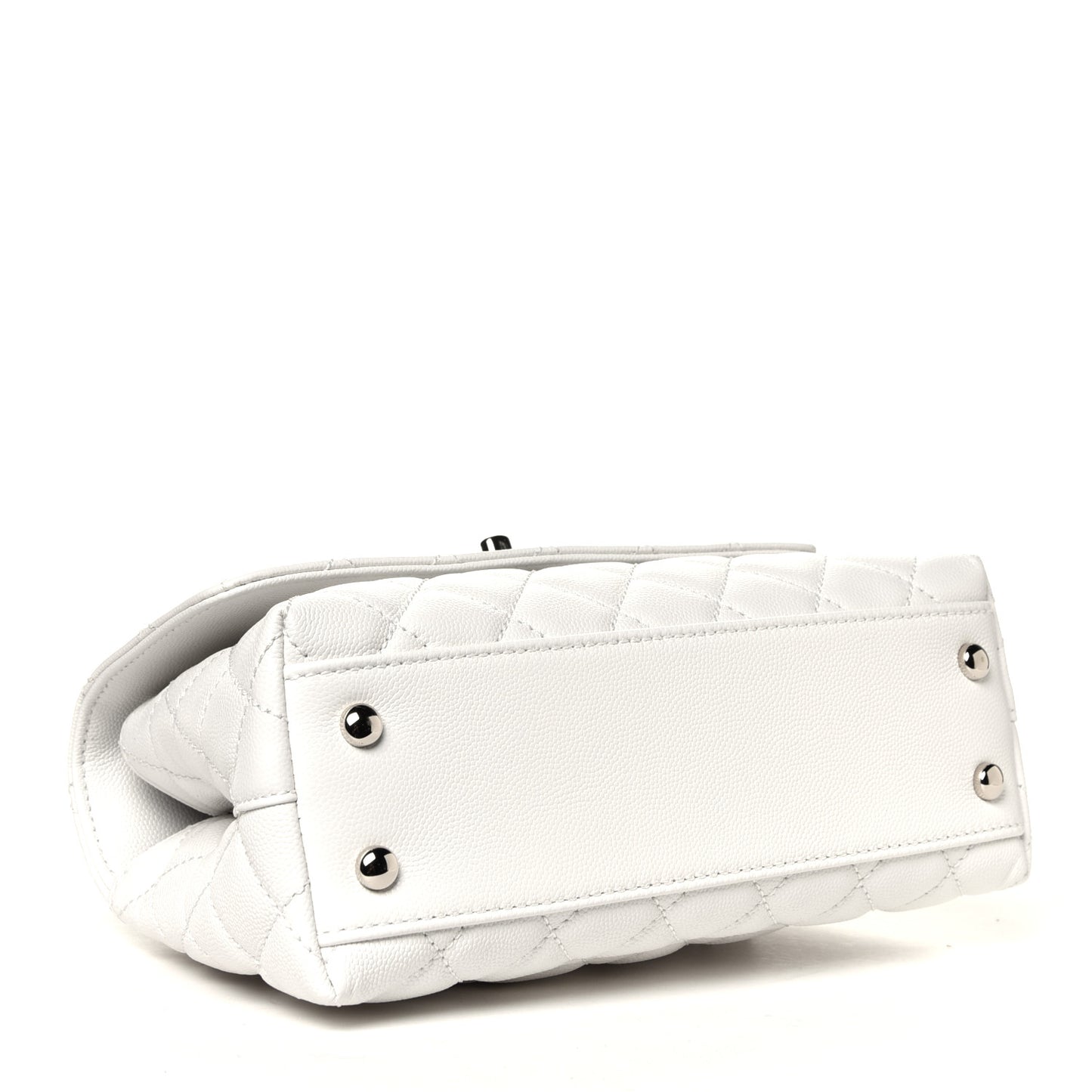 Caviar Quilted Mini Coco Handle Flap White