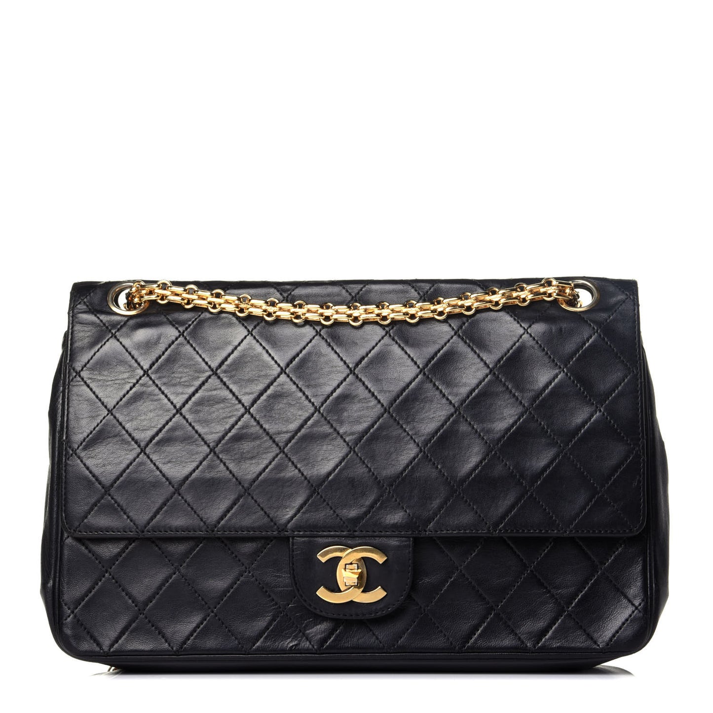 Lambskin Quilted Medium Double Flap Bijoux Chain Black