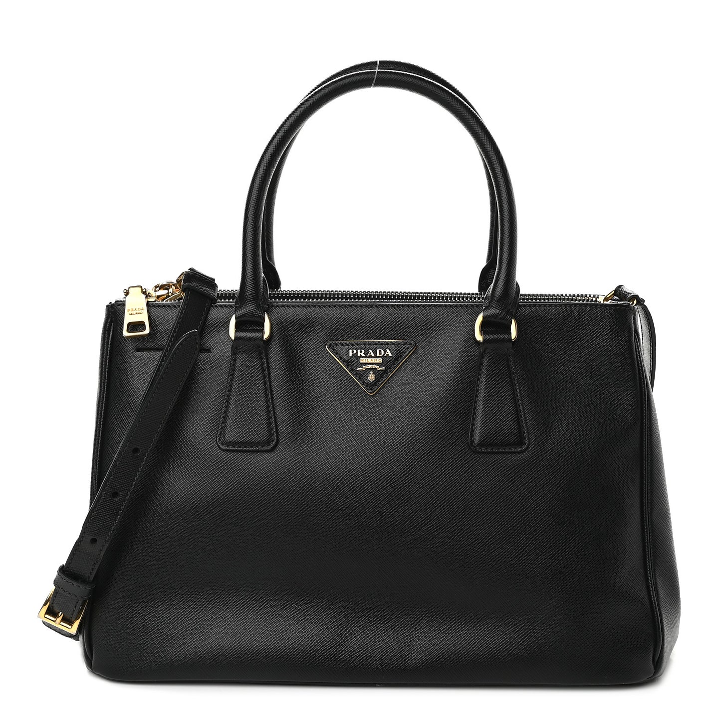 Saffiano Small Galleria Double Zip Tote Black