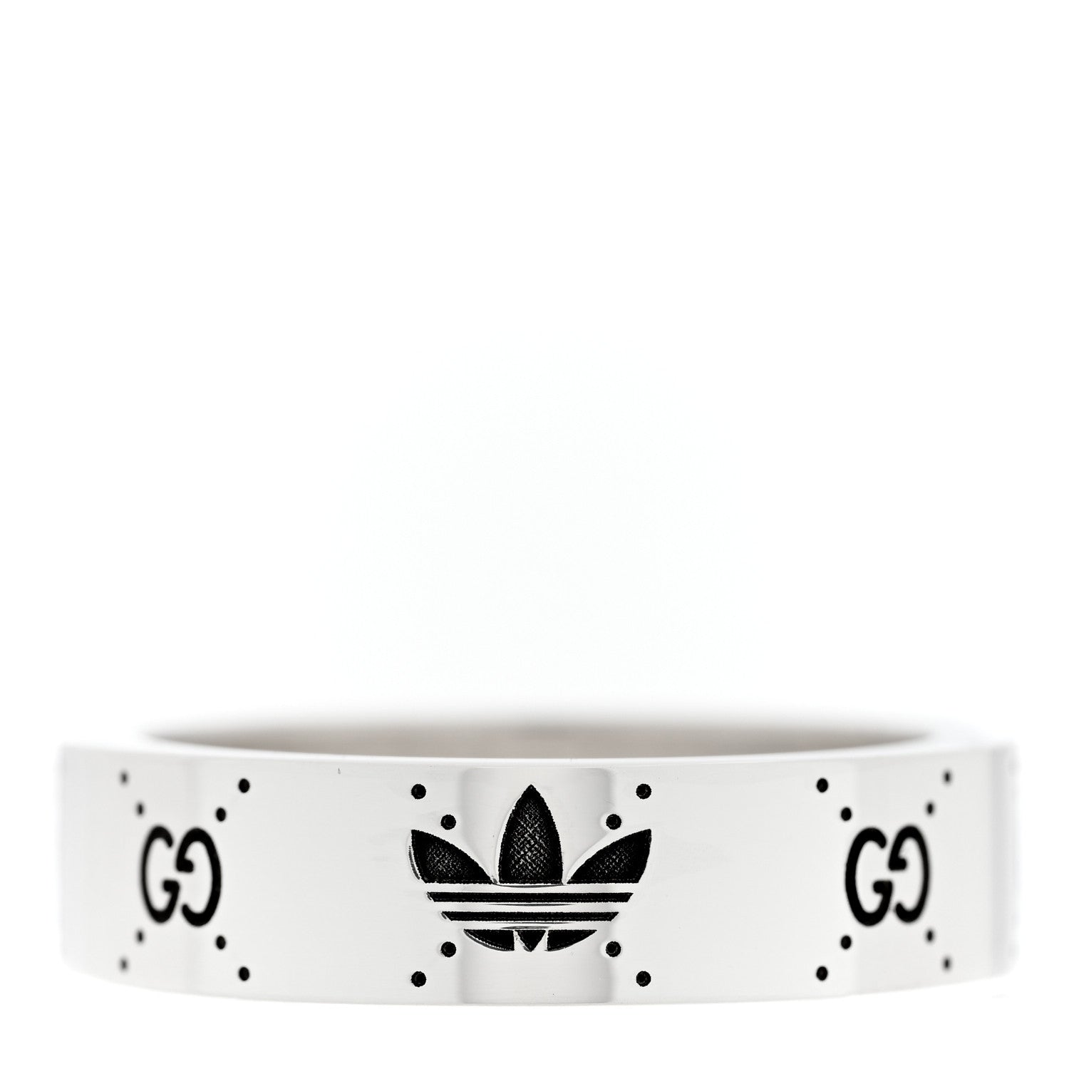 Gucci X ADIDAS Sterling Silver Trefoil GG Monogram Band Ring 63 10.25 1 of 4