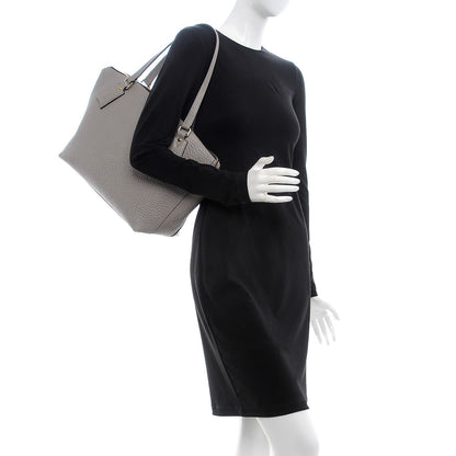 Burberry Signature Grain Calfskin Medium Welburn Tote Pale Grey 2 of 10