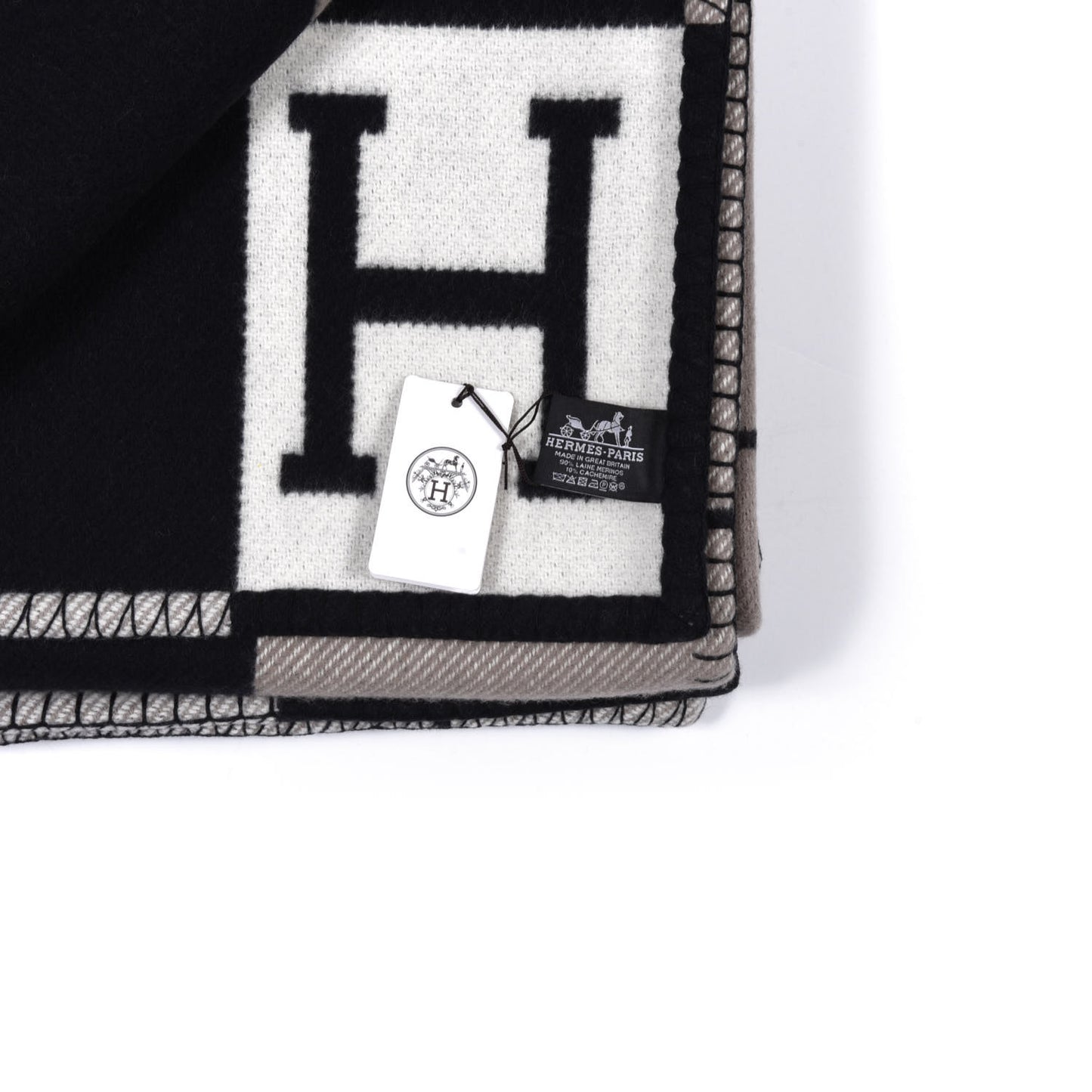 Wool Cashmere Avalon III Blanket Ecru Black
