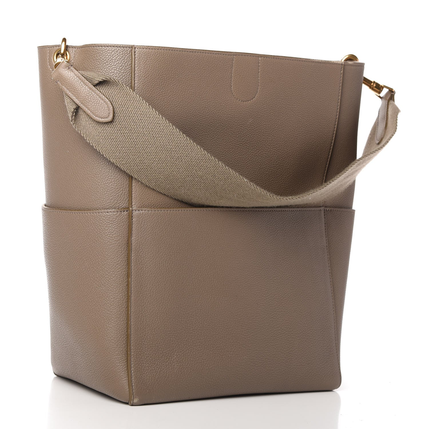 Celine Soft Grained Calfskin Sangle Bucket Bag Taupe 3 of 8