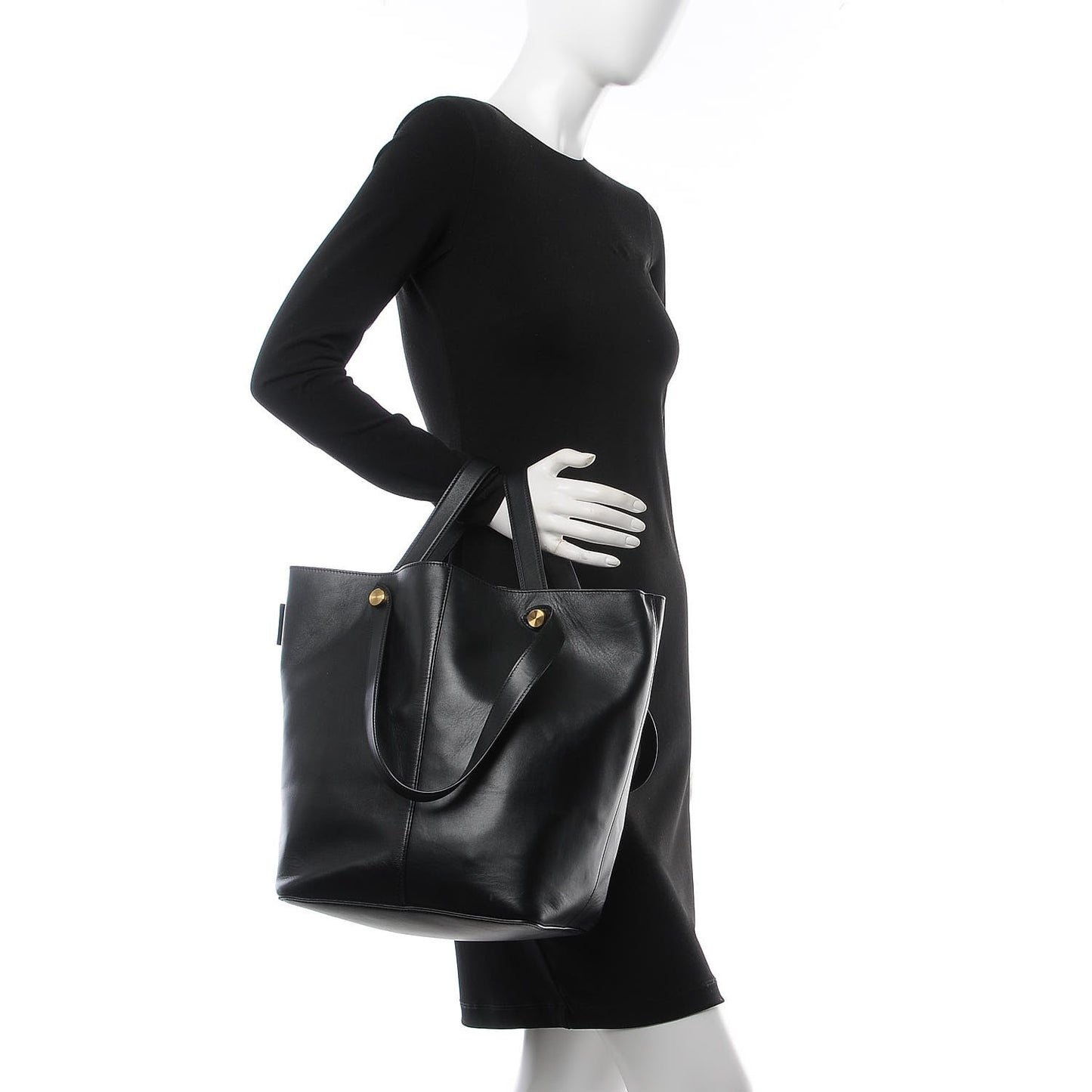 Calfskin Kite Bucket Bag Black