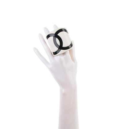 Chanel Resin CC Wide Cuff White Black 2 of 4