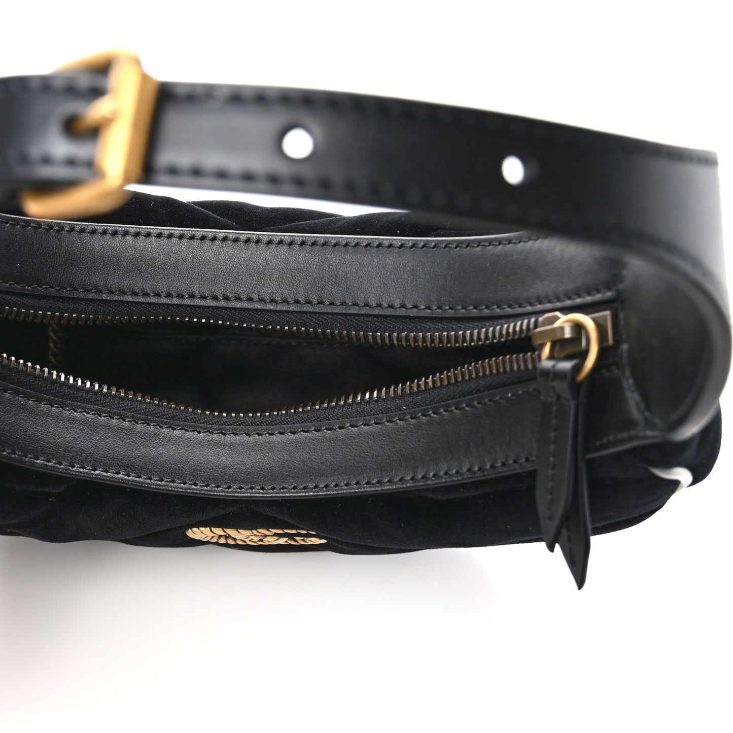 Velvet Matelasse Double G Studs Torchon GG Marmont Half Moon Hobo Black
