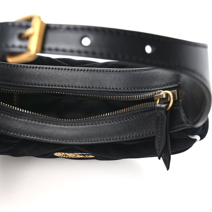 Gucci Velvet Matelasse Double G Studs Torchon GG Marmont Half Moon Hobo Black 5 of 9