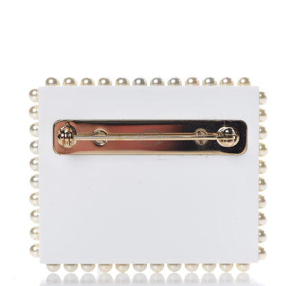 Chanel Resin Pearl Letter Brooch Black White Blue Red 3 of 5