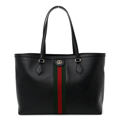 Gucci Textured Calfskin Web Medium Ophidia Shopping Tote Black 1 of 11