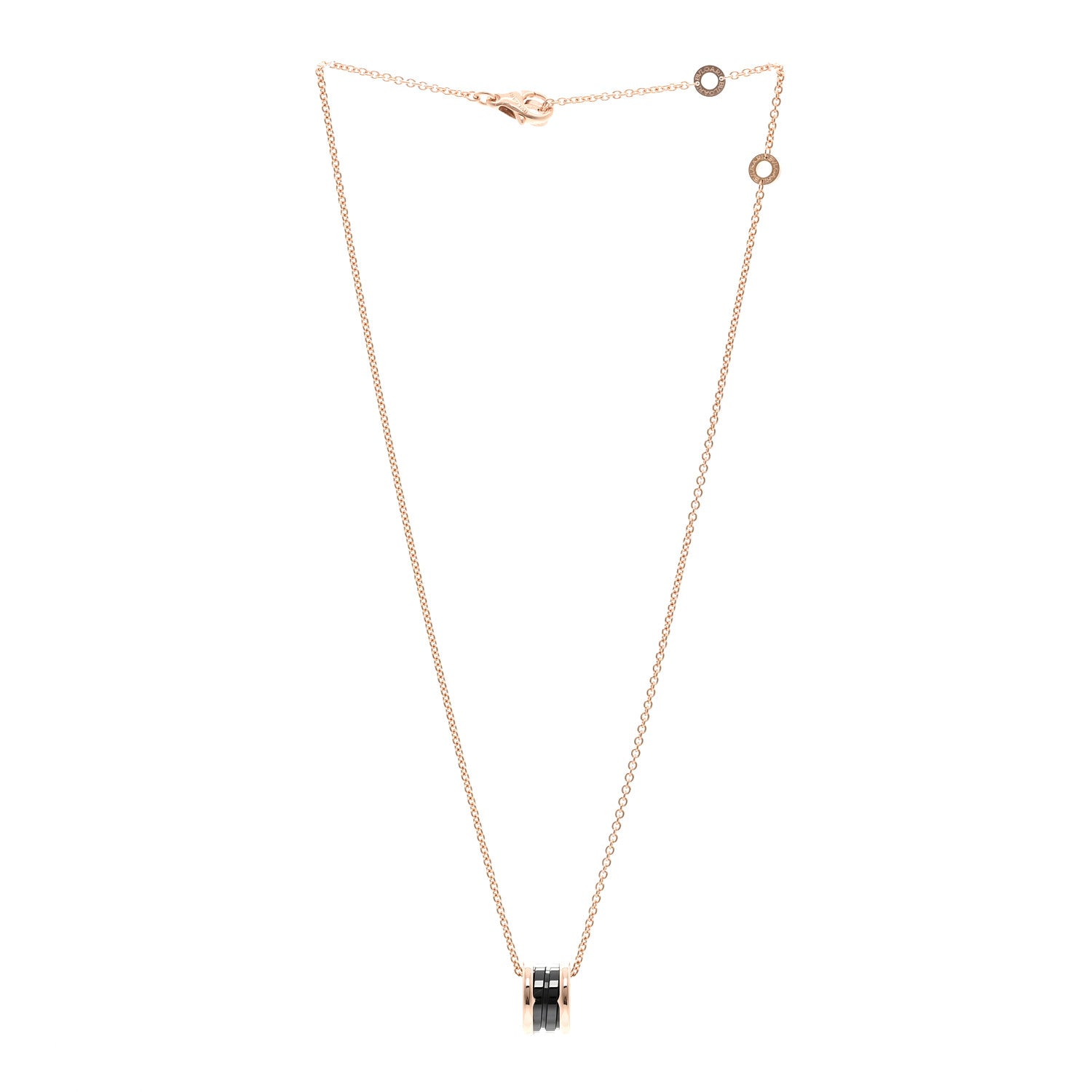 Bulgari 18K Rose Gold Black Ceramic B.Zero1 Pendant Necklace 3 of 4