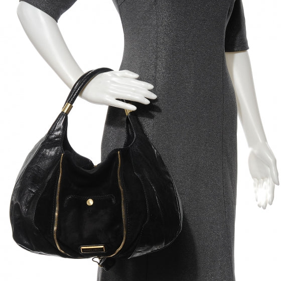 Jimmy Choo Liquid Patent Suede Mandah Tote Black 2 of 9