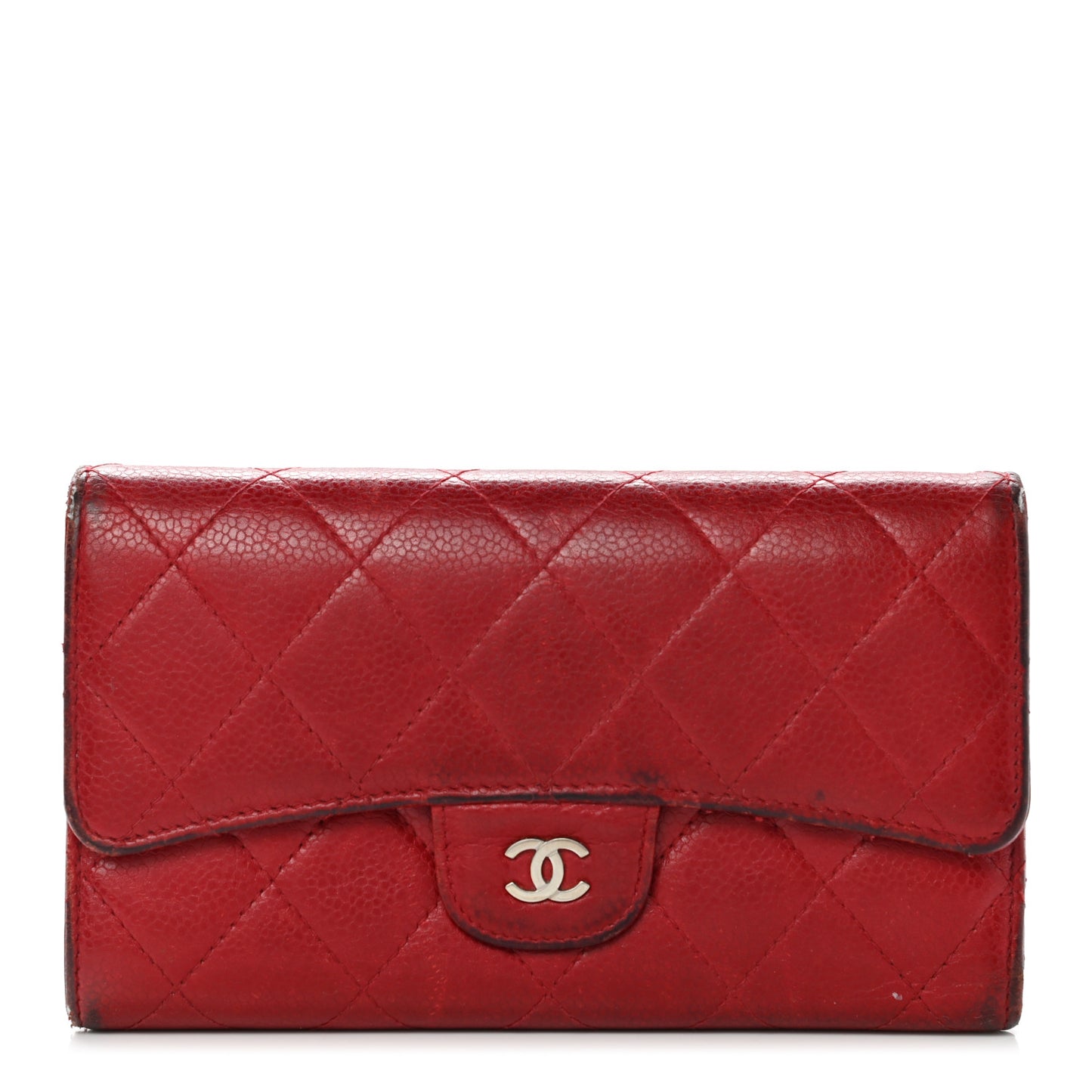 Caviar Quilted Medium Flap Wallet Red