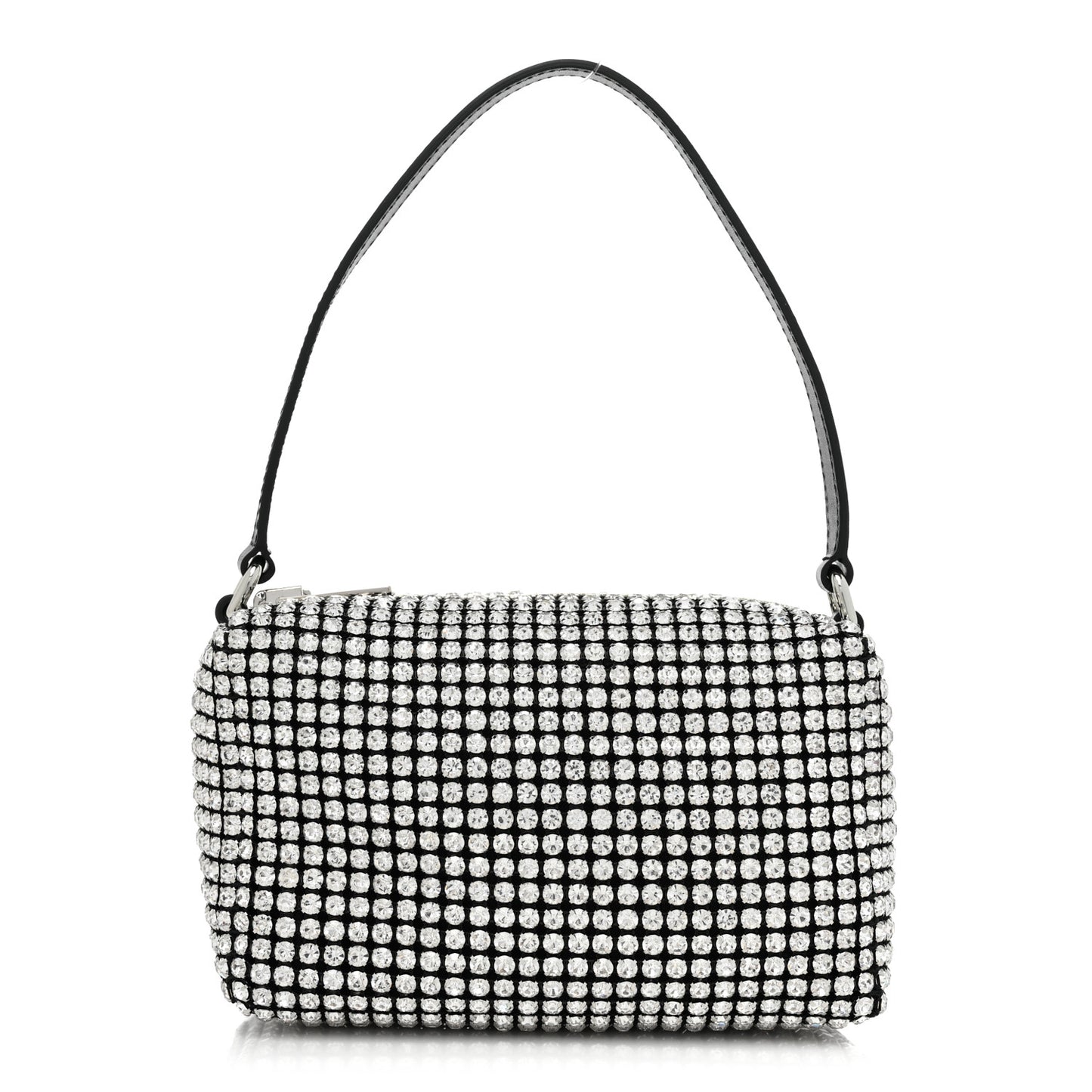 Mesh Crystal Rhinestone Mini Heiress Pouch Black Silver