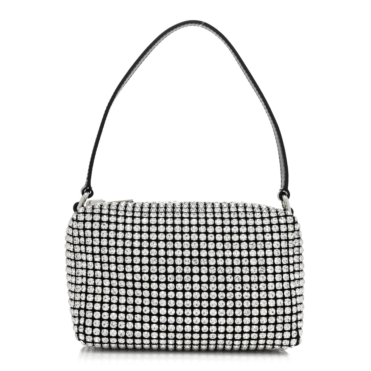 Alexander Wang Mesh Crystal Rhinestone Mini Heiress Pouch Black Silver 1 of 8