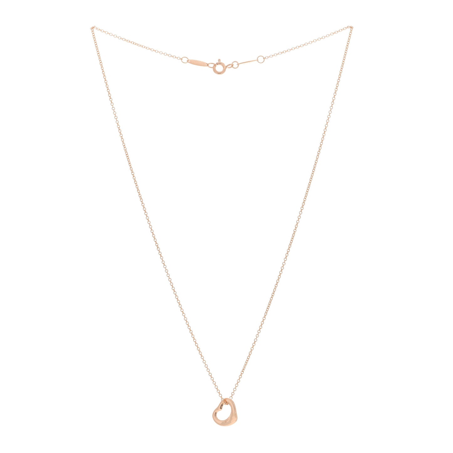18K Rose Gold 11mm Elsa Peretti Open Heart Pendant Necklace