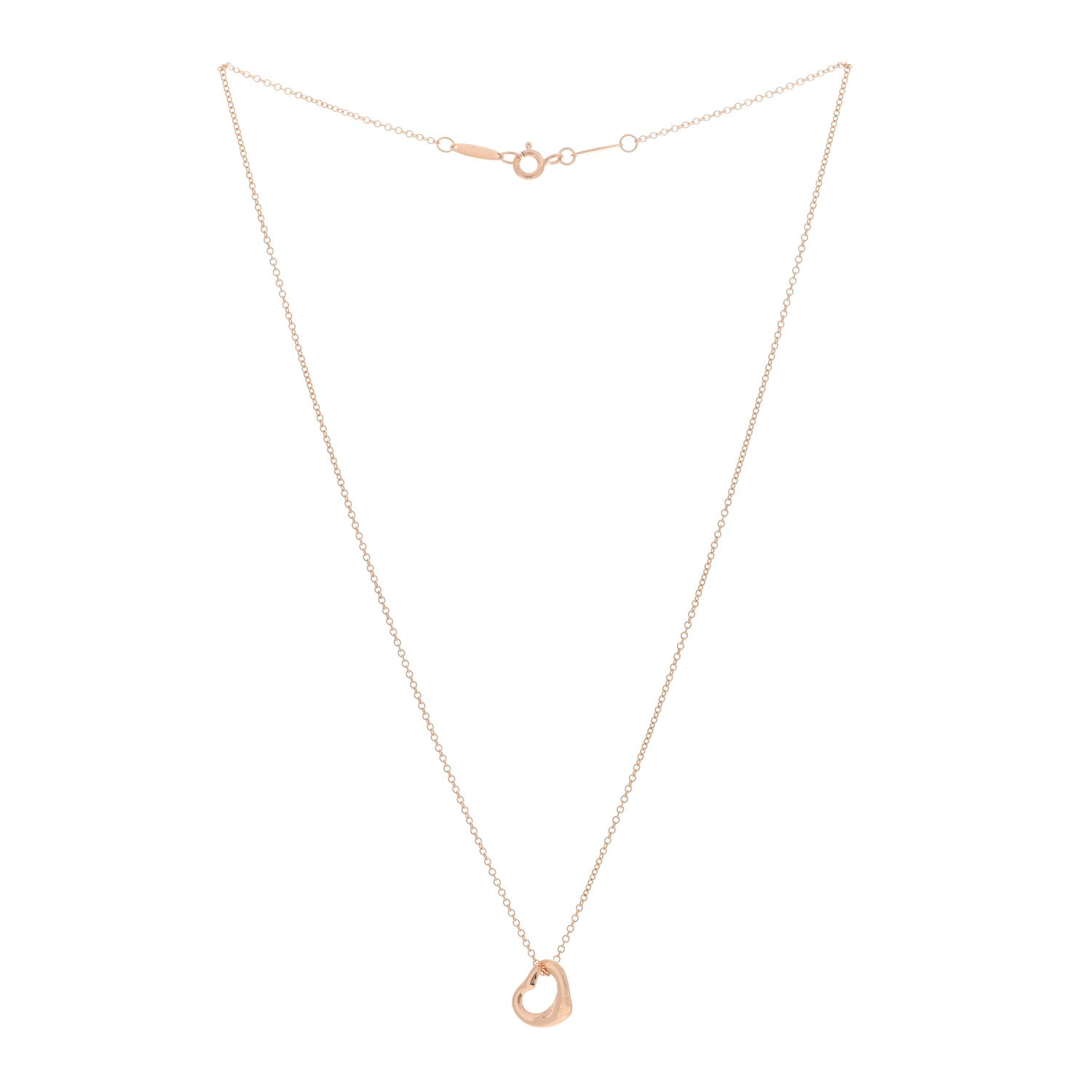 Tiffany 18K Rose Gold 11mm Elsa Peretti Open Heart Pendant Necklace 2 of 3