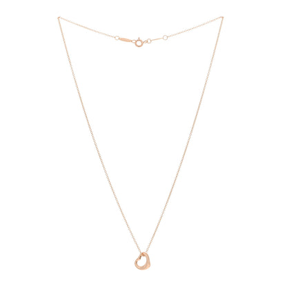 Tiffany 18K Rose Gold 11mm Elsa Peretti Open Heart Pendant Necklace 2 of 3