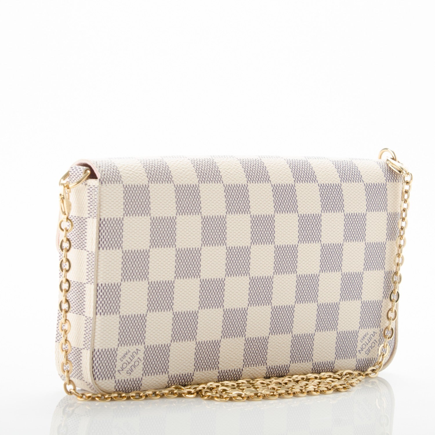 Louis Vuitton Damier Azur Pochette Felicie Chain Wallet Rose Ballerine 3 of 7