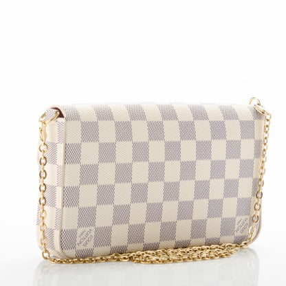 Louis Vuitton Damier Azur Pochette Felicie Chain Wallet Rose Ballerine 3 of 7