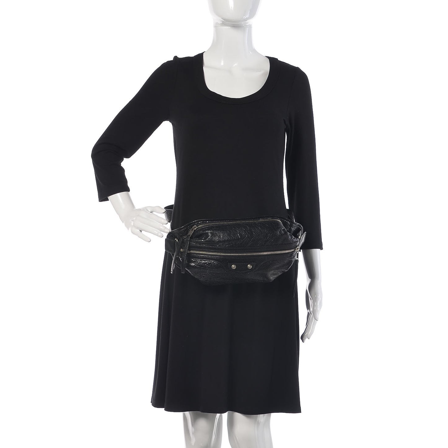 Lambskin Classic Hardware Neo Lift Hip Bag Black