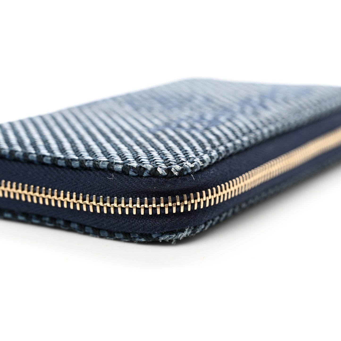Mixed Fibers Deauville Small Zip Around Wallet Navy Blue