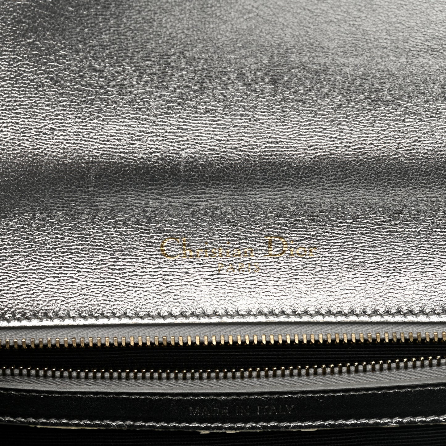 Metallic Ceramic Effect Deerskin Medium Diorama Flap Bag Silver