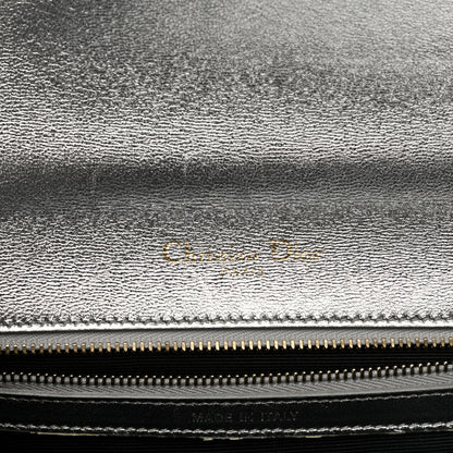 Christian Dior Metallic Ceramic Effect Deerskin Medium Diorama Flap Bag Silver 6 of 13