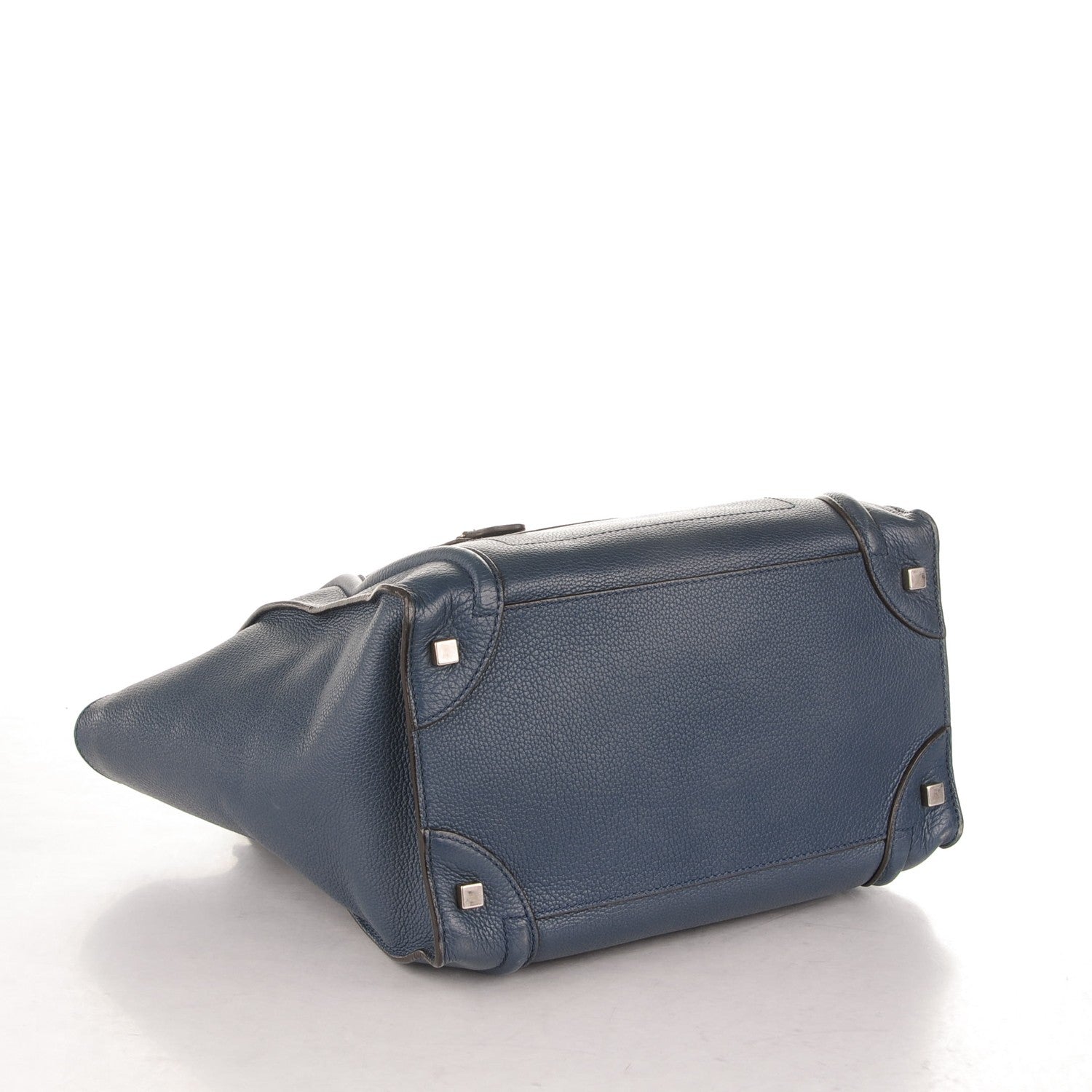 Celine Drummed Calfskin Mini Luggage Blue 4 of 7