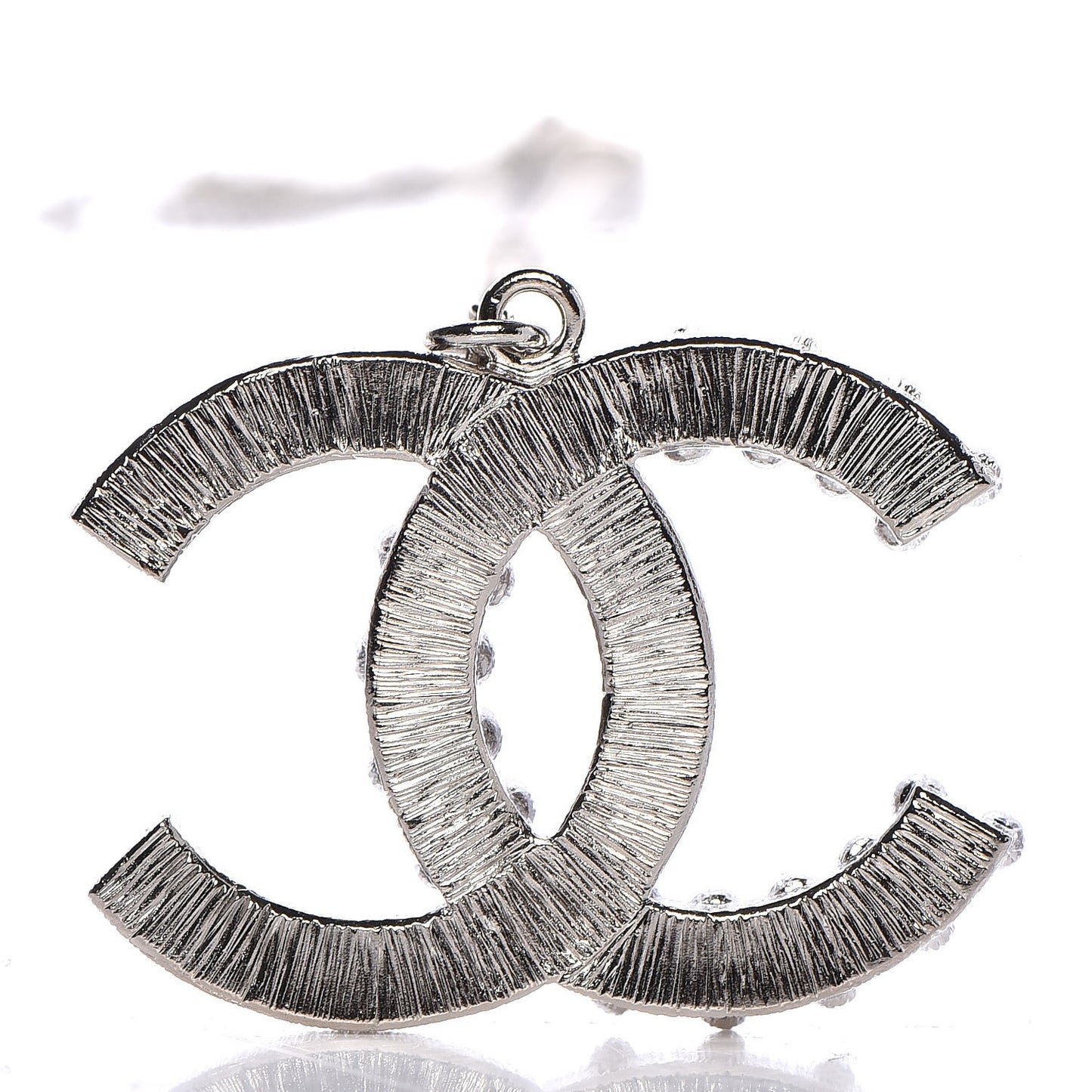 Baguette Crystal Large CC Necklace Silver