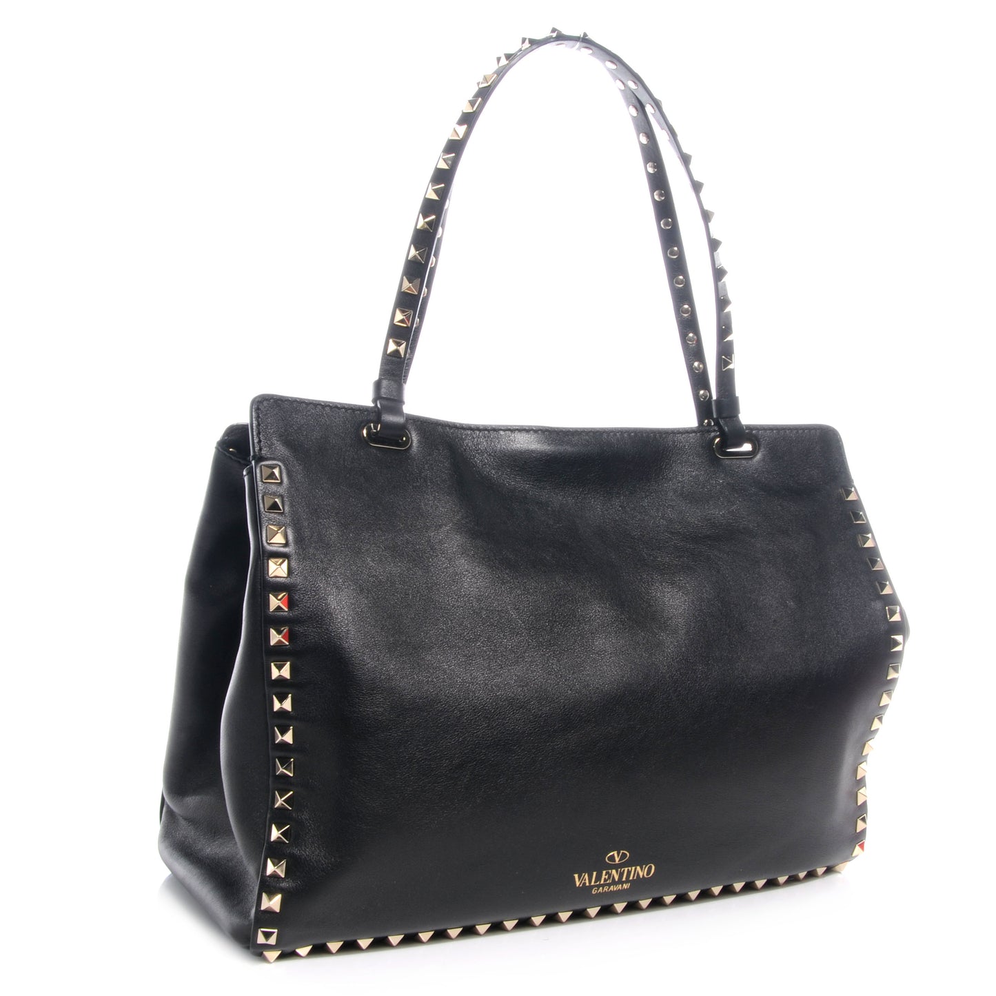 Vitello Medium Rockstud Tote Black