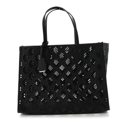 Gucci Calfskin GG Monogram Diamond Cut Medium Ophidia Tote Bag Black 1 of 10