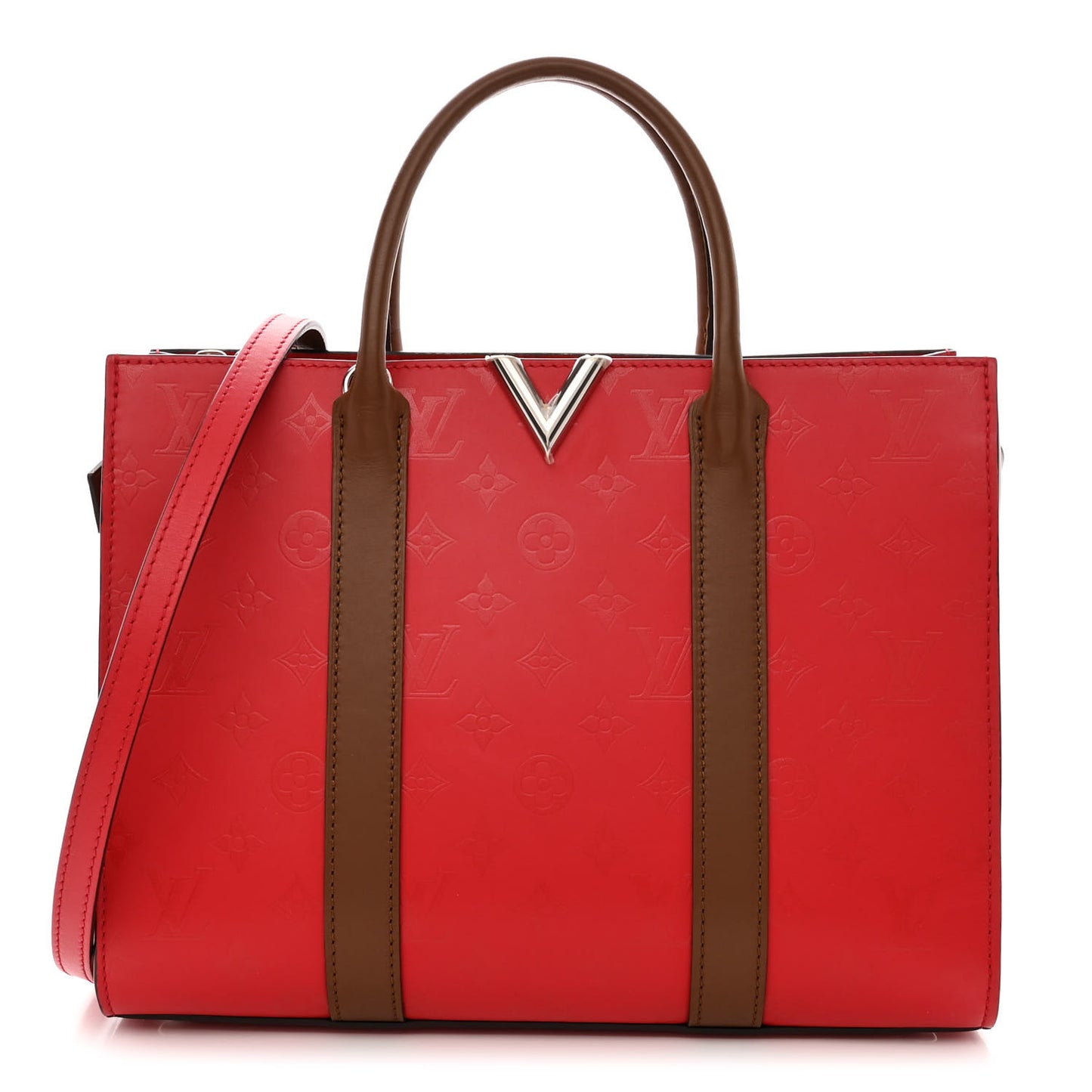 Monogram Cuir Plume Very Tote MM Rubis Noisette