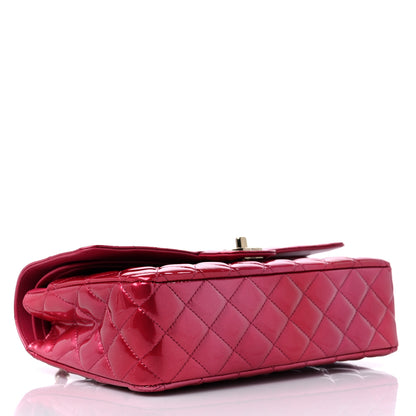 Chanel Shaded Patent Calfskin Quilted Medium Double Flap Dark Pink 4 of 10