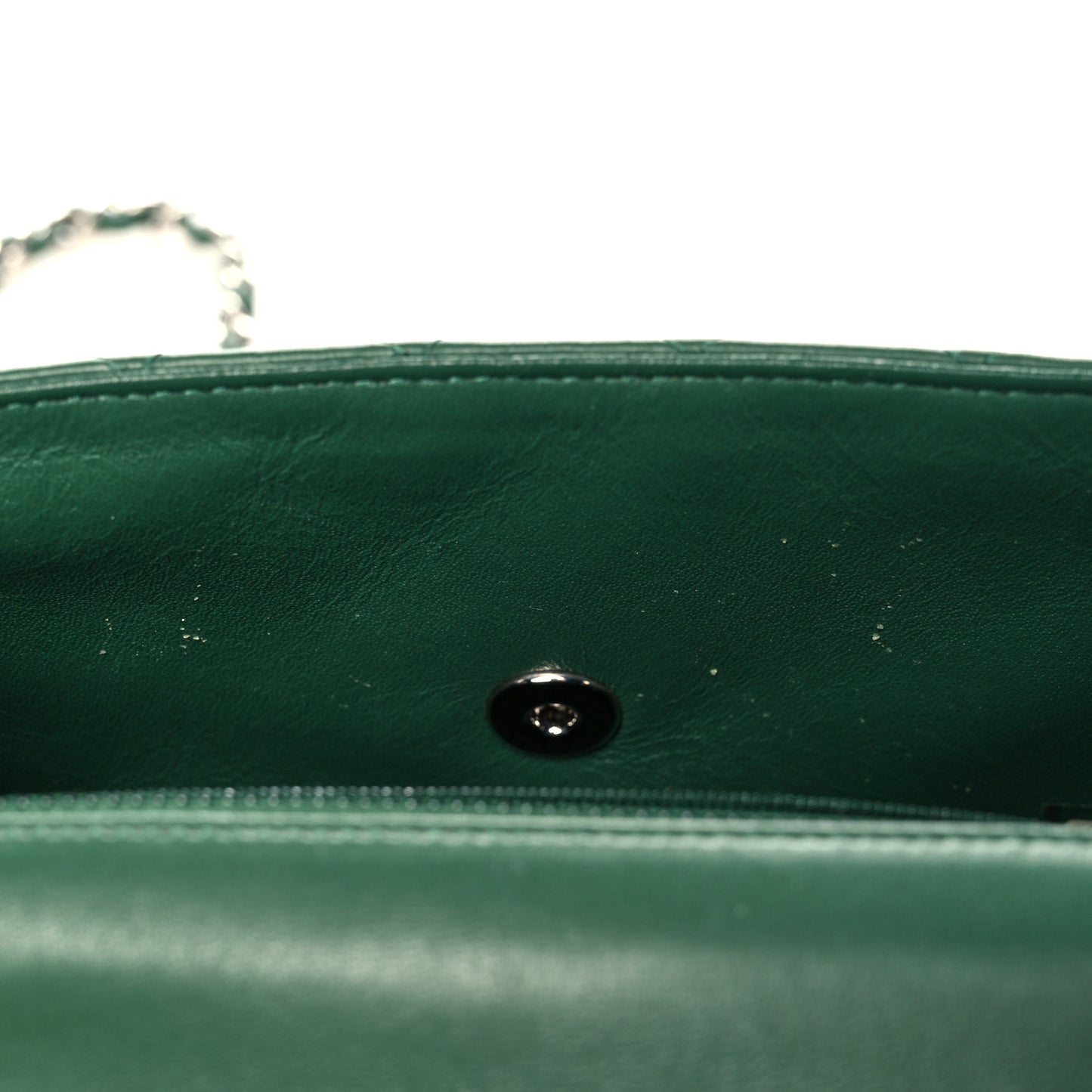 Lambskin Quilted Mini Rectangular Flap Green