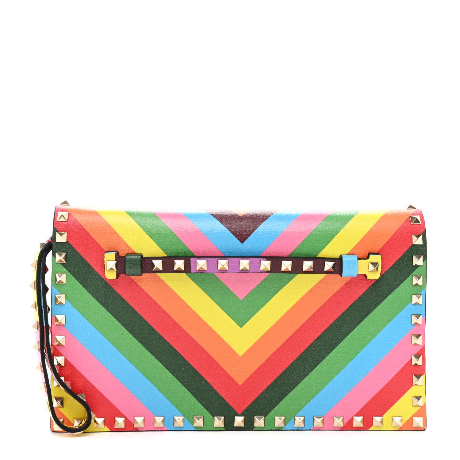 Valentino Garavani Vitello 1973 Rockstud Wristlet Clutch Multicolor 1 of 8