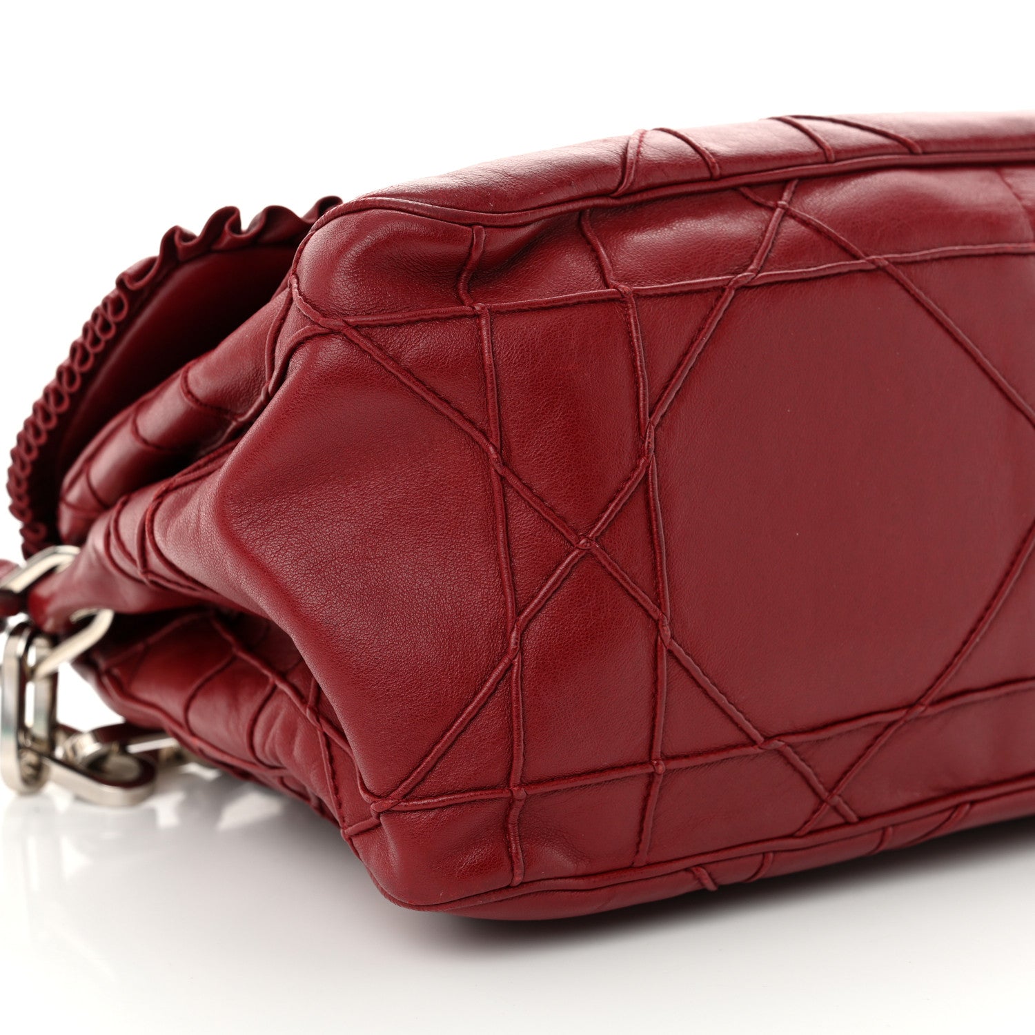 Christian Dior Lambskin Cannage Ruffle New Lock Flap Red 9 of 12
