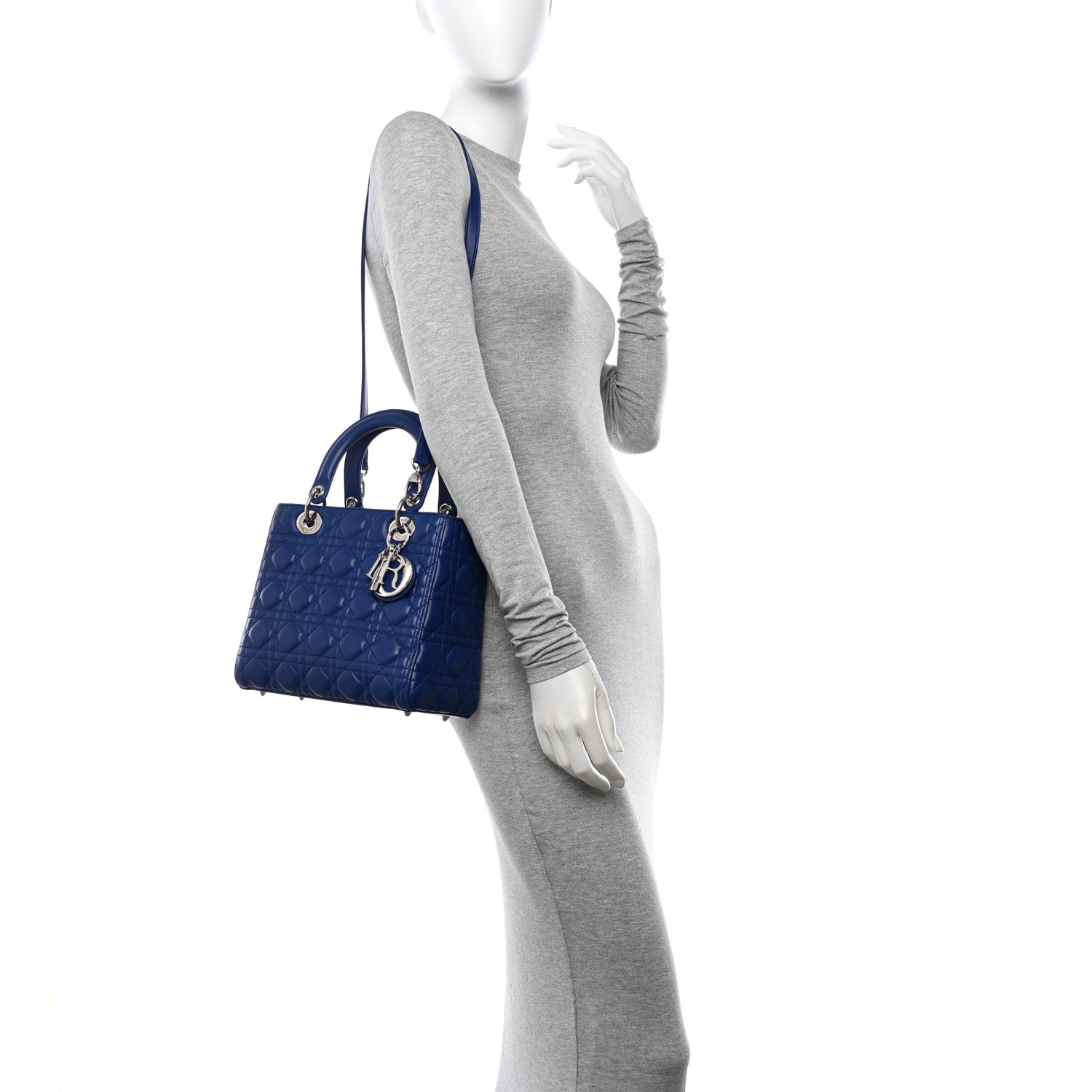 Christian Dior Lambskin Cannage Medium Lady Dior Blue 2 of 11