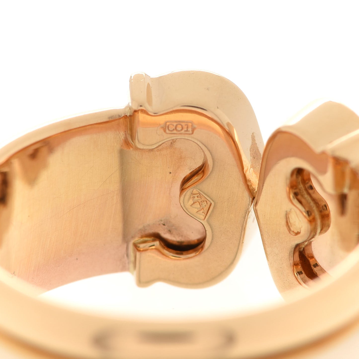 18K Pink Yellow White Gold 8mm C De Cartier Ring 53 6.25