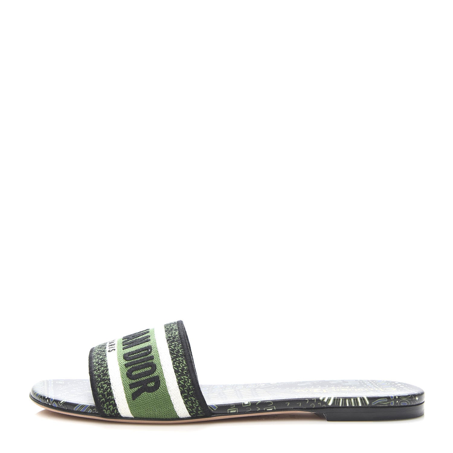 Christian Dior Canvas Embroidered Animals Dway Mules Slide Sandals 39 Green 1 of 8