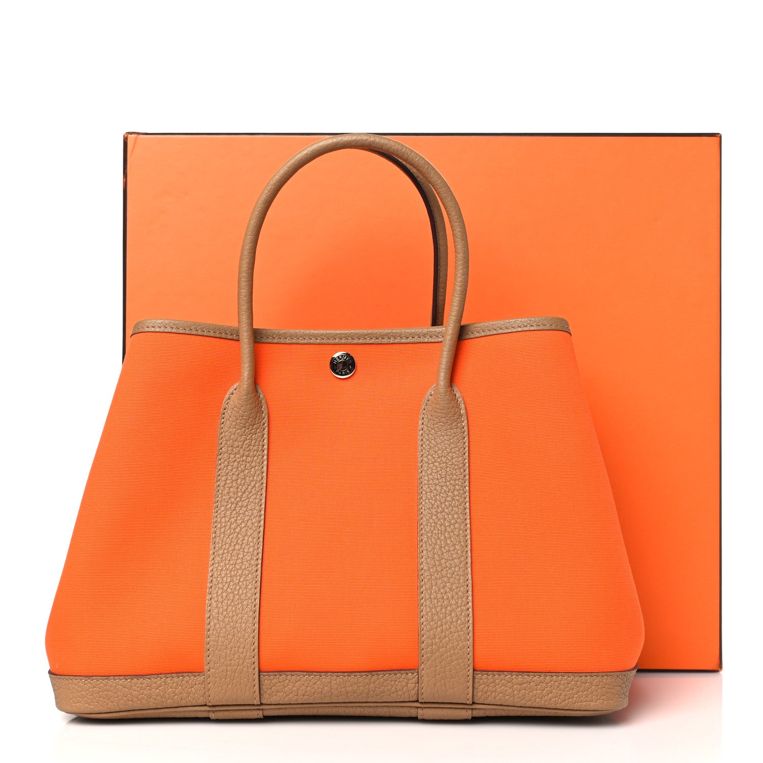 Hermes Toile Officier Negonda Garden Party Tote 30 Orange Biscuit 11 of 11