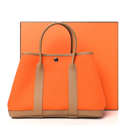 Hermes Toile Officier Negonda Garden Party Tote 30 Orange Biscuit 11 of 11