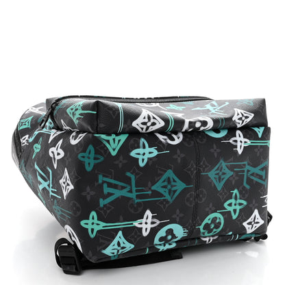 Louis Vuitton Monogram Eclipse LV Graffiti Discovery Backpack Green Lights 4 of 9